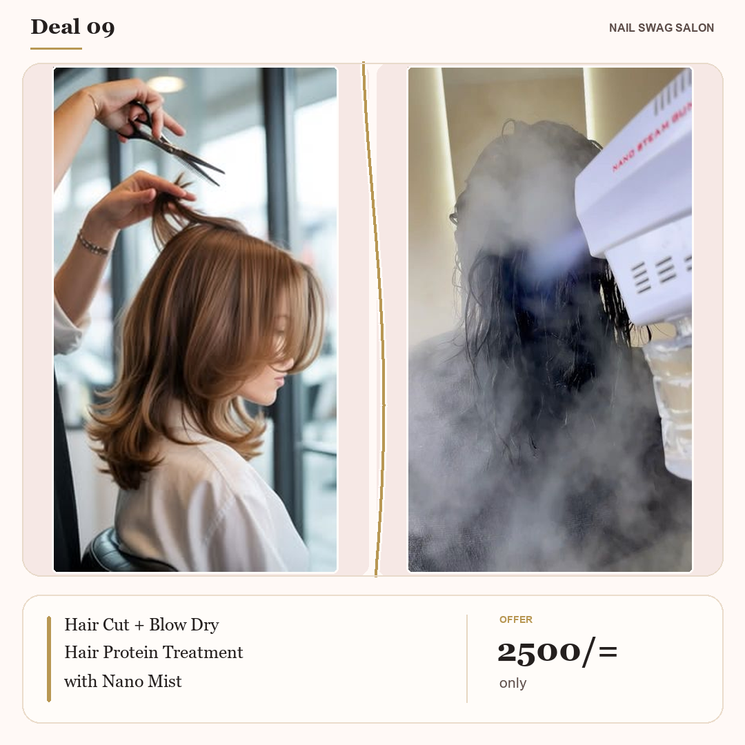 Nail Swag Salon Deal 09: Hair Cut + Blow Dry and Hair Protein Treatment with Nano Mist